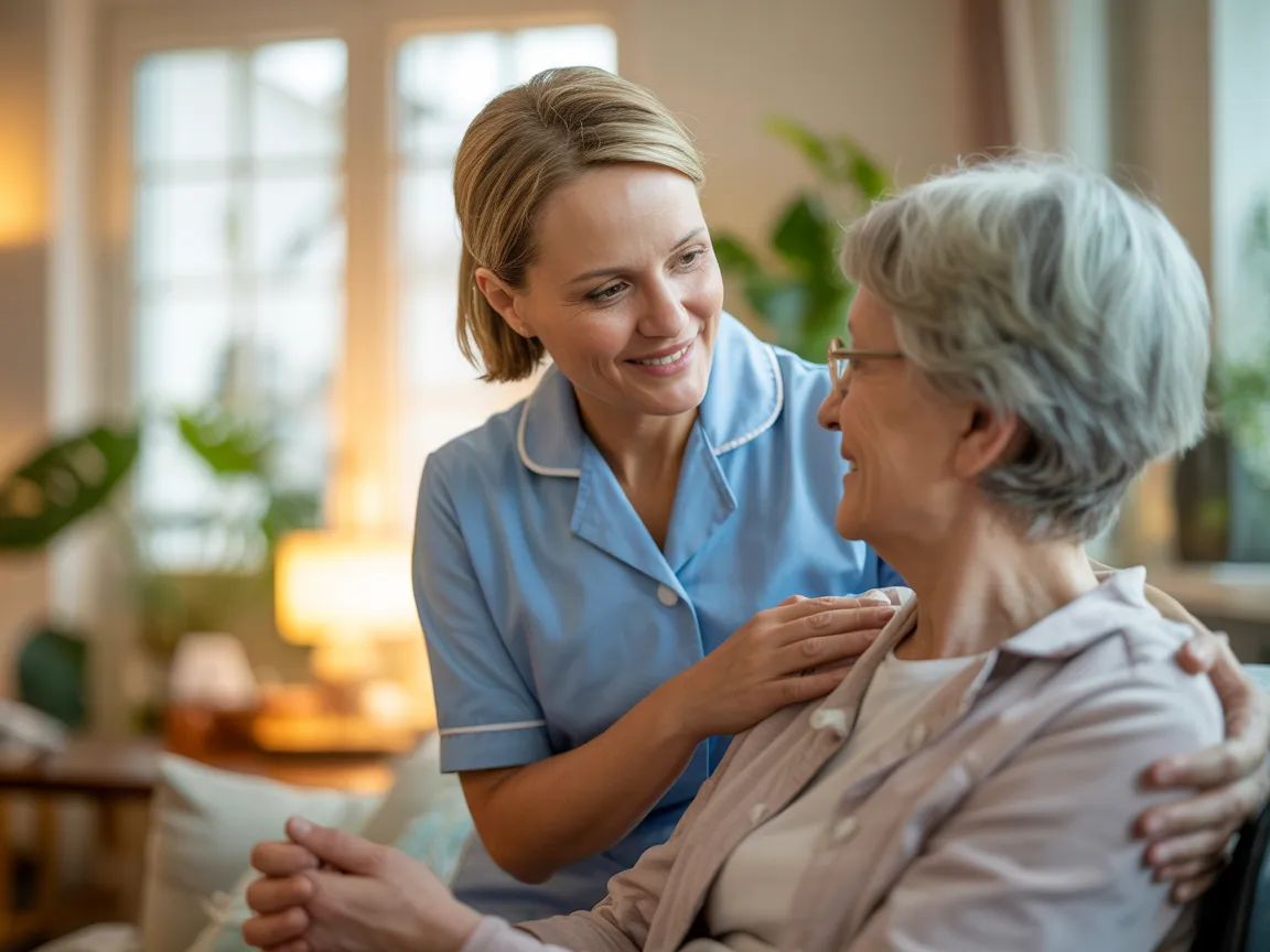 24h Betreuung zu Hause – Betreuungskraft mit Seniorin